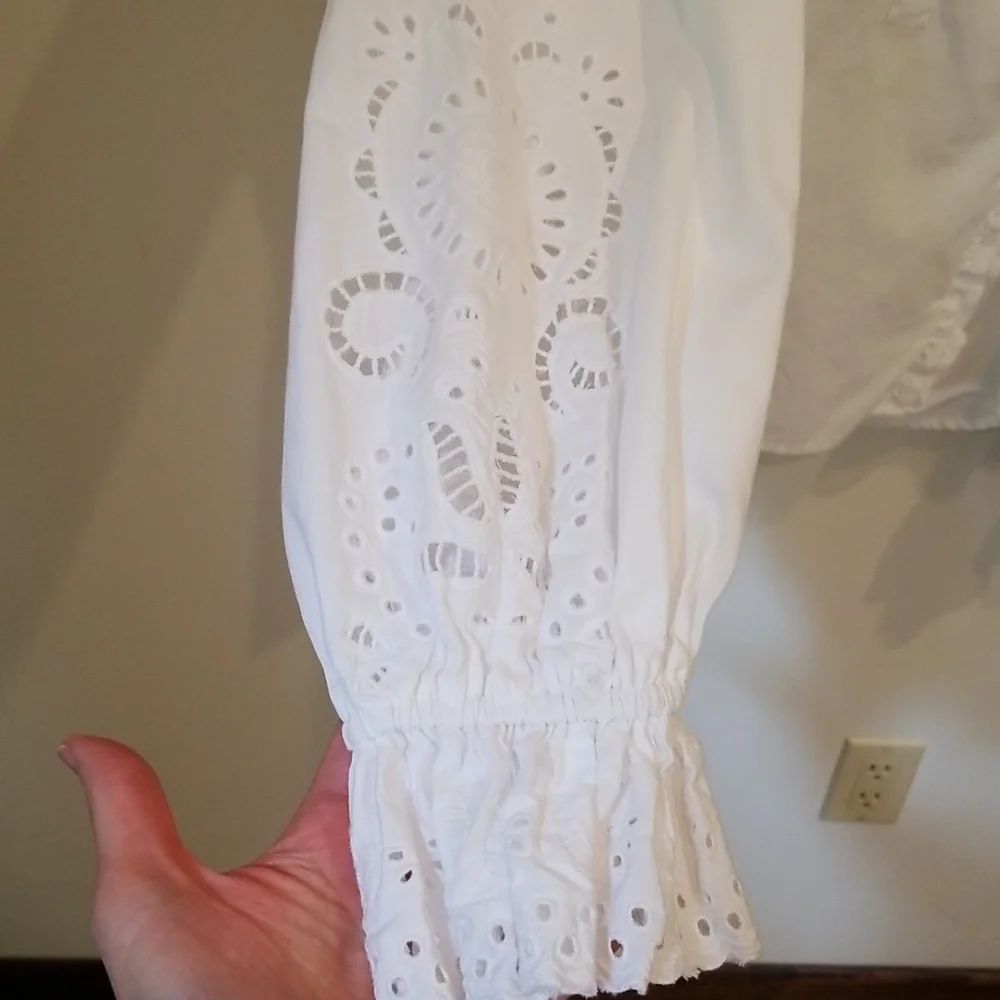Maeve white cotton eyelet blouse